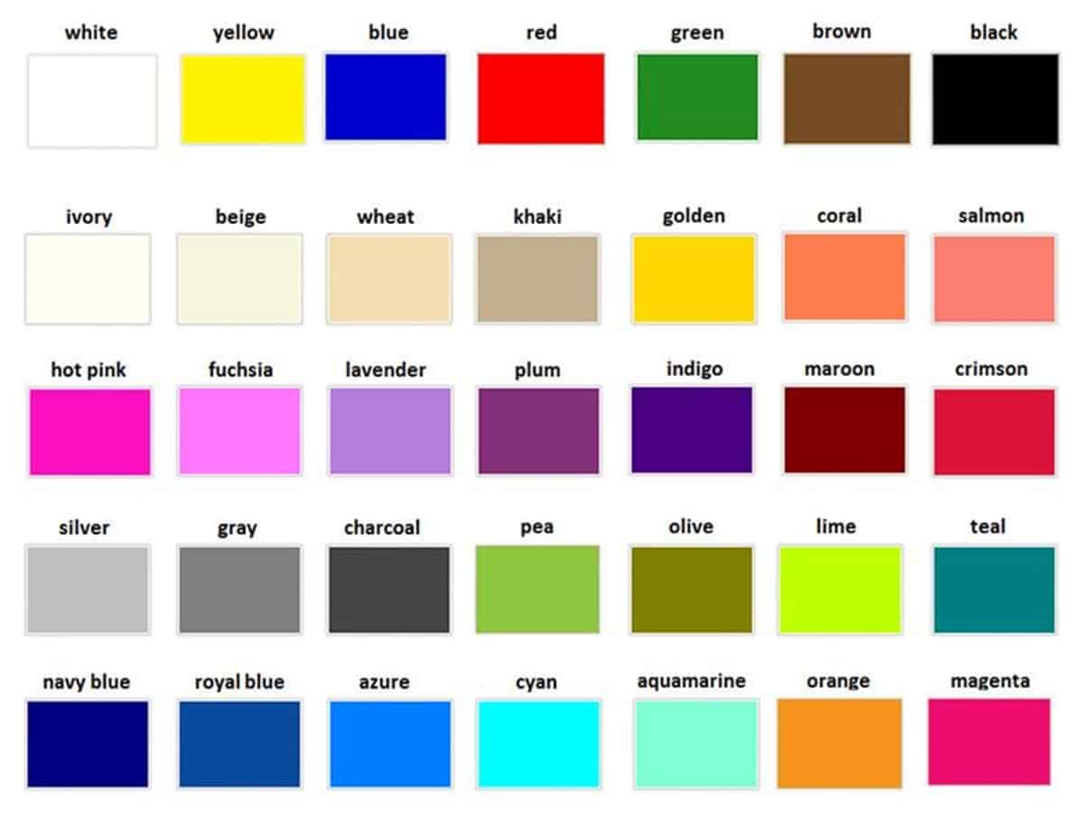 Màu sắc tiếng Anh - Bảng màu và tên gọi 22 từ vựng về màu sắc